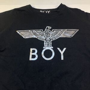 BOY LONDON Designer PULLOVER CREWNECK SWEATSHIRT Sz Mens L Black